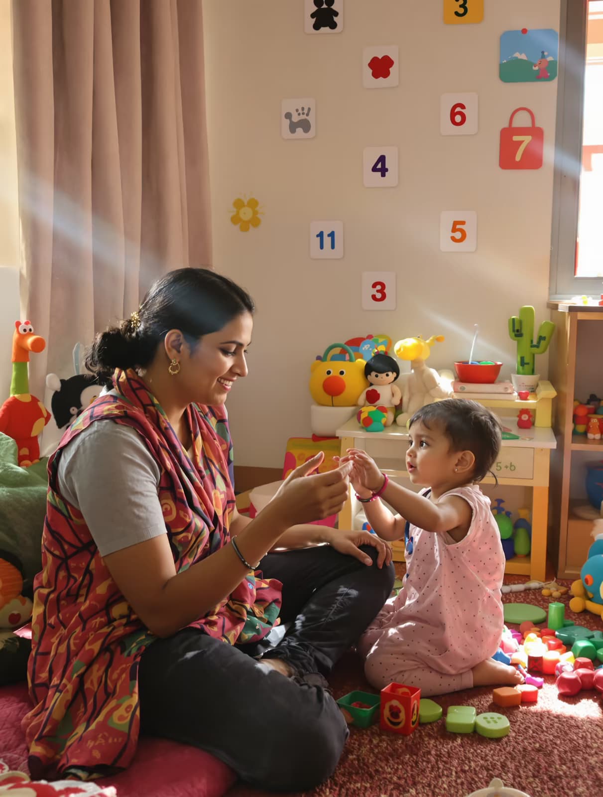 happy indian family with parents and children