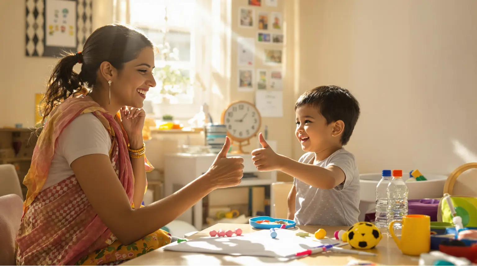 sunshine therapist working with a child in a therapy room