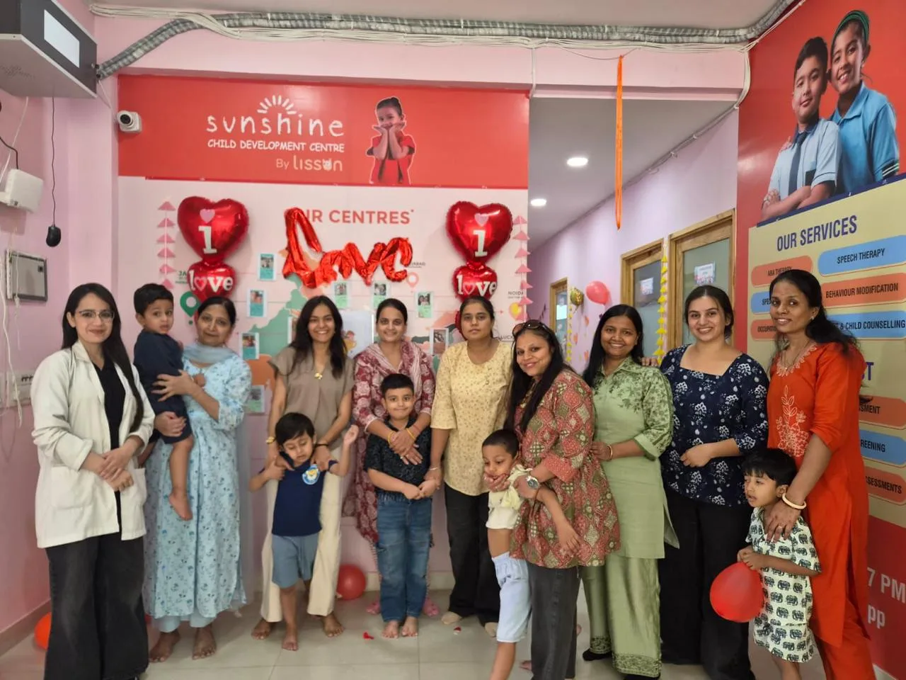 parents and therapists gathered at sunshine